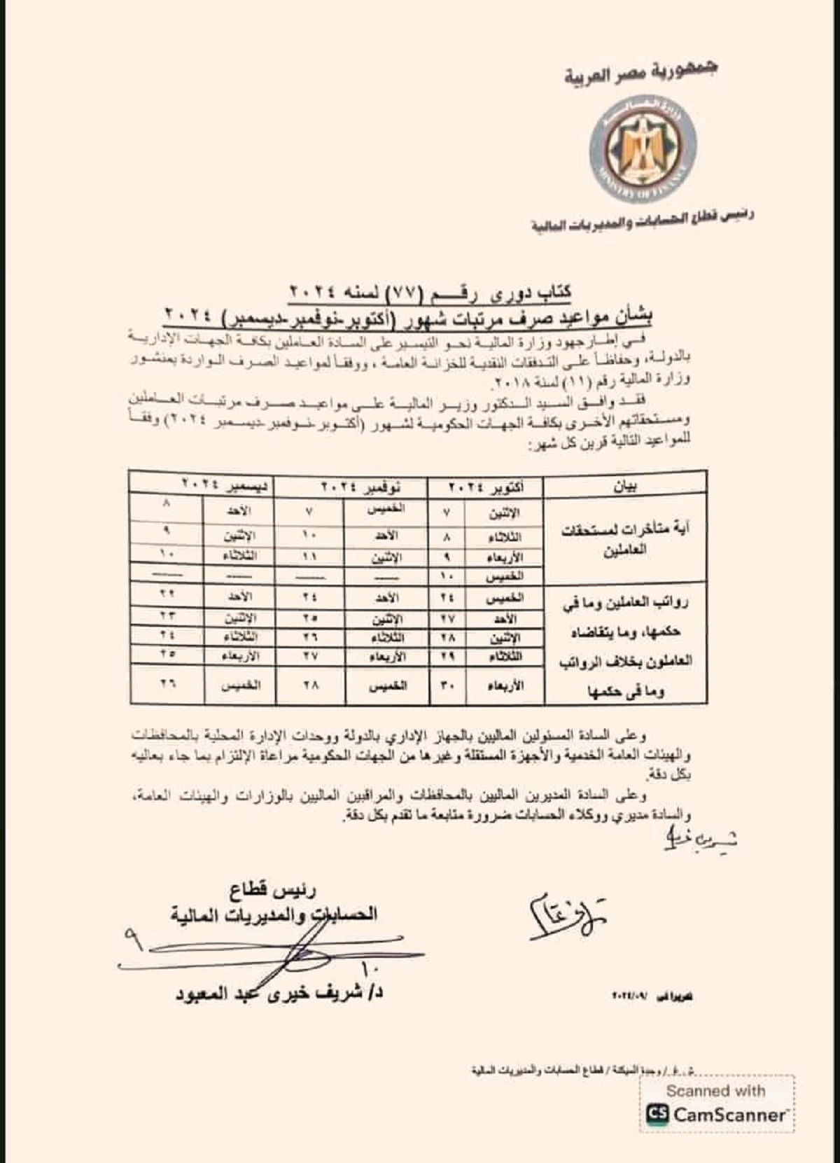 موعد صرف مرتبات شهر ديسمبر 2024