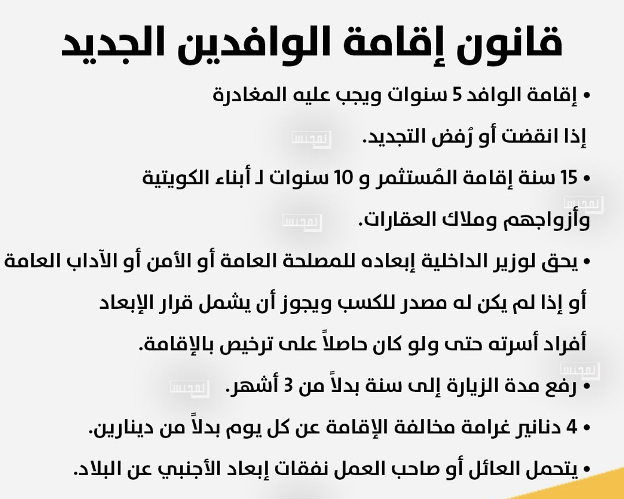 مجلس الوزراء يوضح تفاصيل قانون الإقامة الجديد بالكويت 2024 والعقوبات المشددة للمخالفين