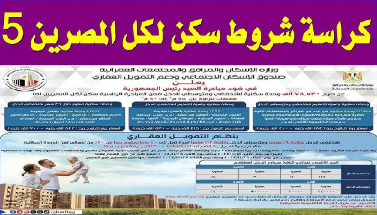 وزارة الإسكان تُعلن رابط كراسة شروط الإسكان الاجتماعي 2024 pdf وخطوات التقديم لحجز الشقق