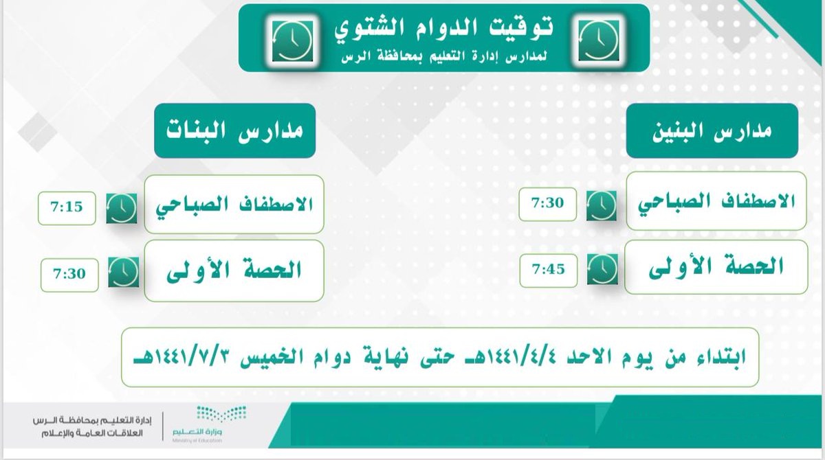 التعليم تُوضح مواعيد الدوام الشتوي للمدارس في السعودية 1446 مع معرفة أهم الأهداف