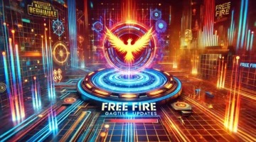 DALL·E 2024 10 16 18.31.25 A vibrant digital scene representing the concept of gaming updates featuring the iconic style of Free Fire. The scene includes a digital interface wi