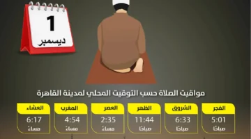 مواقيت الصلاة في القاهرة 2024 اليوم