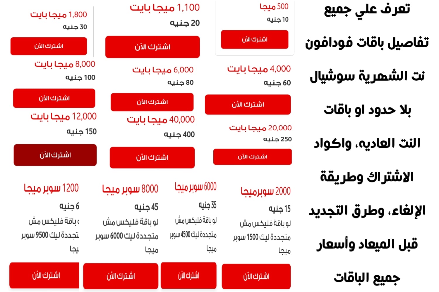 “تبدأ من 240 جنيه” اسعار باقات فودافون وكروت الشحن 2024 بعد الزيادة الجديدة